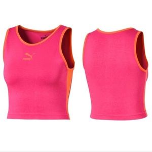 Puma pink and orange cropped tank size small